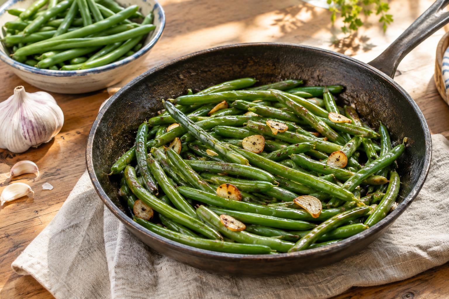 Fresh Green Bean and Garlic Skillet: How to Keep the Beans Tender-Crisp