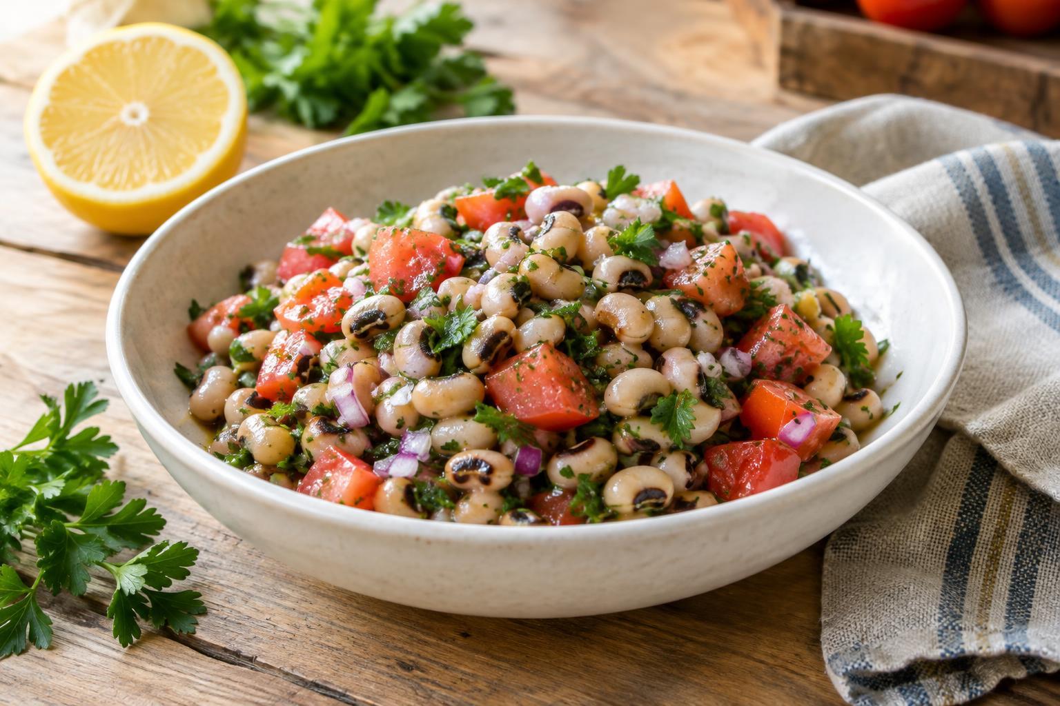 Black-Eyed Pea Salad with Tomatoes and Lemon Dressing